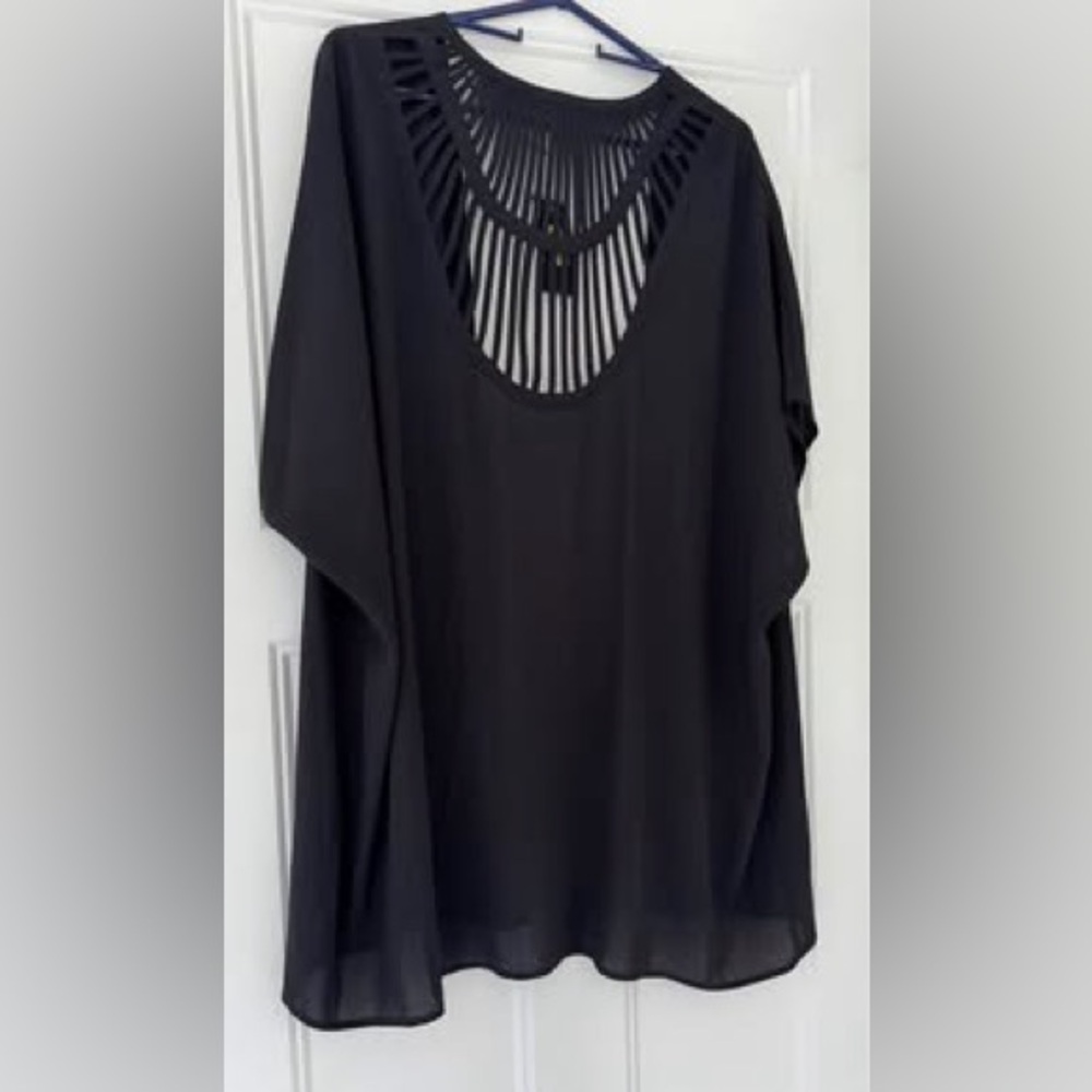 NWTโ investments Black Blouse with Strappy Back accented womenโs xl